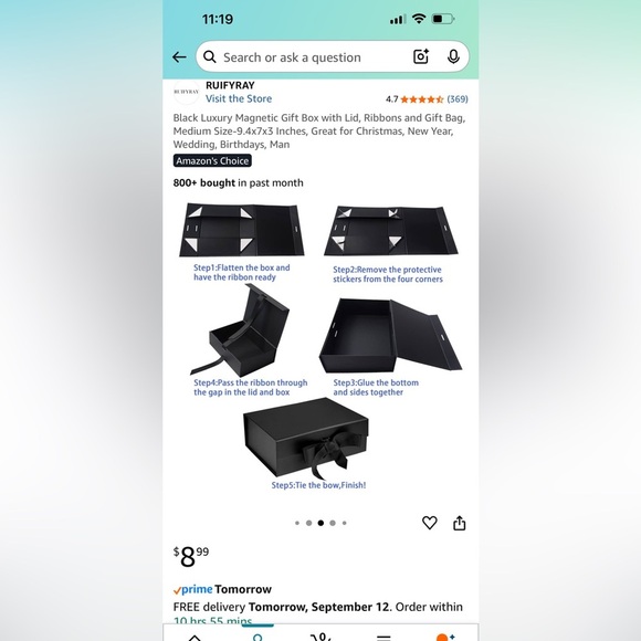 🆕 SET OF 5 - Elegant Black Gift Wrap Set - Picture 7 of 8